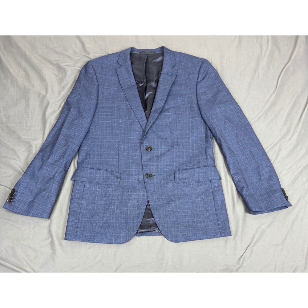 Boss Hugo Boss Drago Super 130 Italian Wool Blue Check‎ Sport Coat Blazer 40R